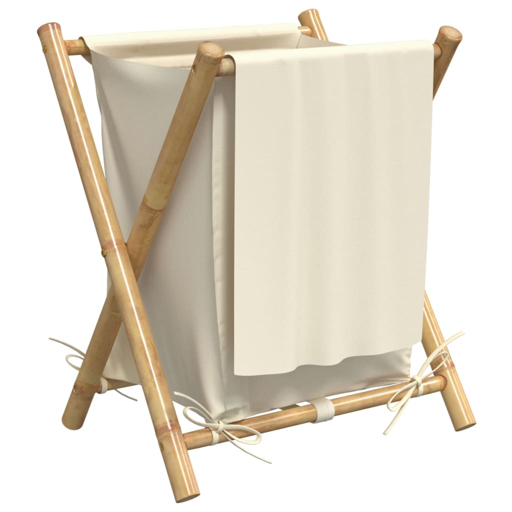 Cesto per Biancheria Bianco Crema 45x55x63,5 cm in Bambù - homemem39