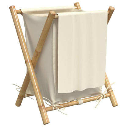 Cesto per Biancheria Bianco Crema 45x55x63,5 cm in Bambù - homemem39