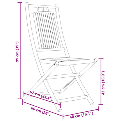 Sedie da Giardino Pieghevoli 2 pz 46x66x99 cm in Bambù | homemem39