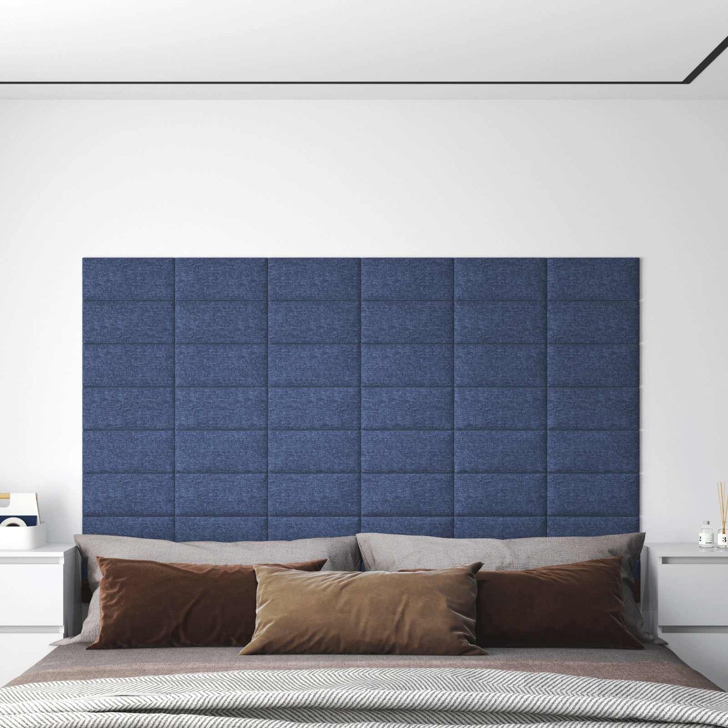 Testiera da Parete 12 pcs Blu 30 x 15 cm Tessuto | homemem39