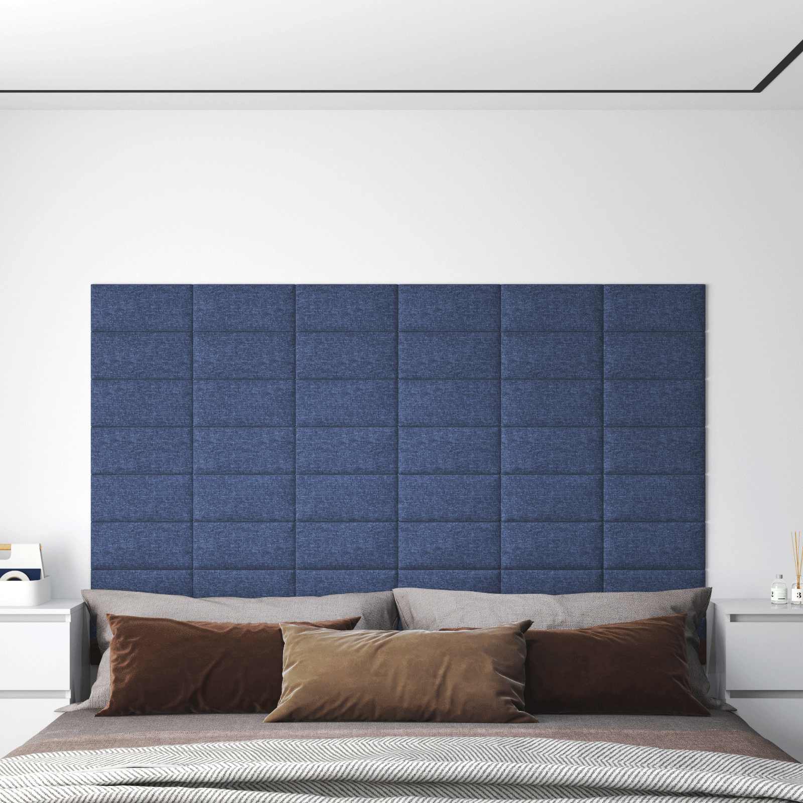 Testiera da Parete 12 pcs Blu 30 x 15 cm Tessuto | homemem39