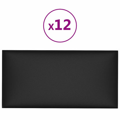 Testiera da Parete 12 pcs Nero 30 x 15 cm Tessuto | homemem39
