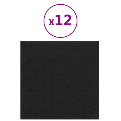 Testiera da Parete 12 pcs Nero 30 x 30 cm Tessuto | homemem39