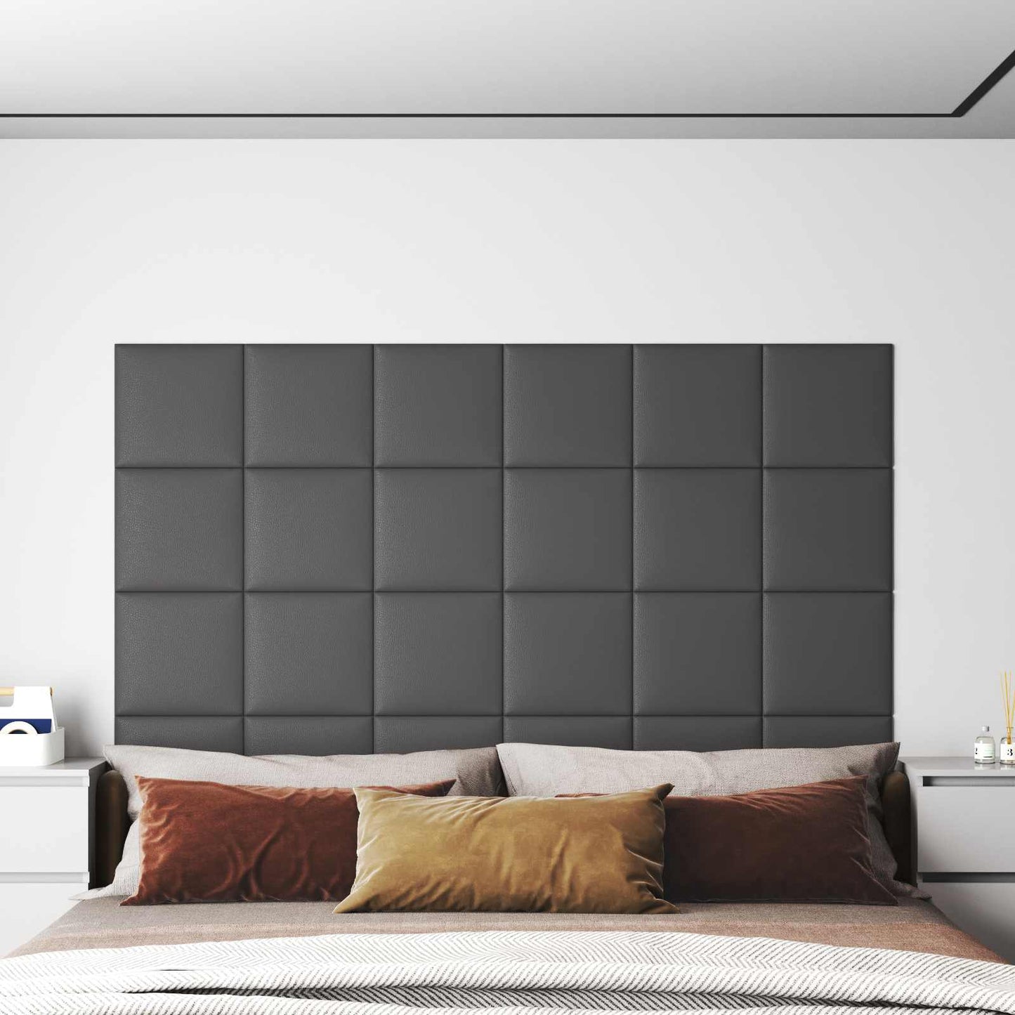 Testiera da Parete 12 pcs Grigio 30 x 30 cm Tessuto | homemem39