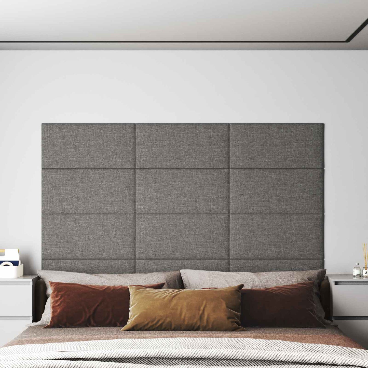 Testiera da Parete 12 pcs Grigio chiaro 60 x 30 cm Tessuto | homemem39