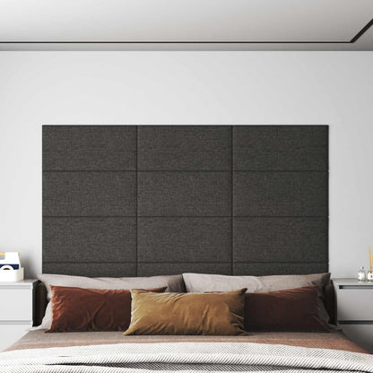 Testiera da Parete 12 pcs Grigio scuro 60 x 30 cm Tessuto