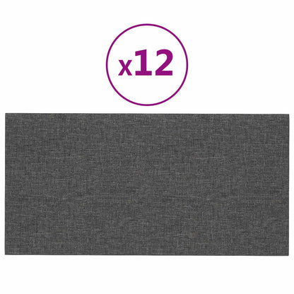 Testiera da Parete 12 pcs Grigio scuro 60 x 30 cm Tessuto