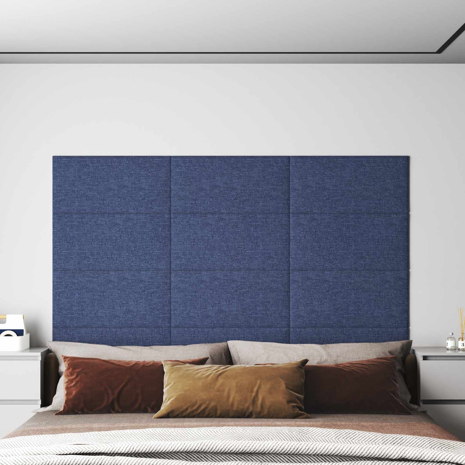 Testiera da Parete 12 pcs Blu 60 x 30 cm Tessuto | homemem39