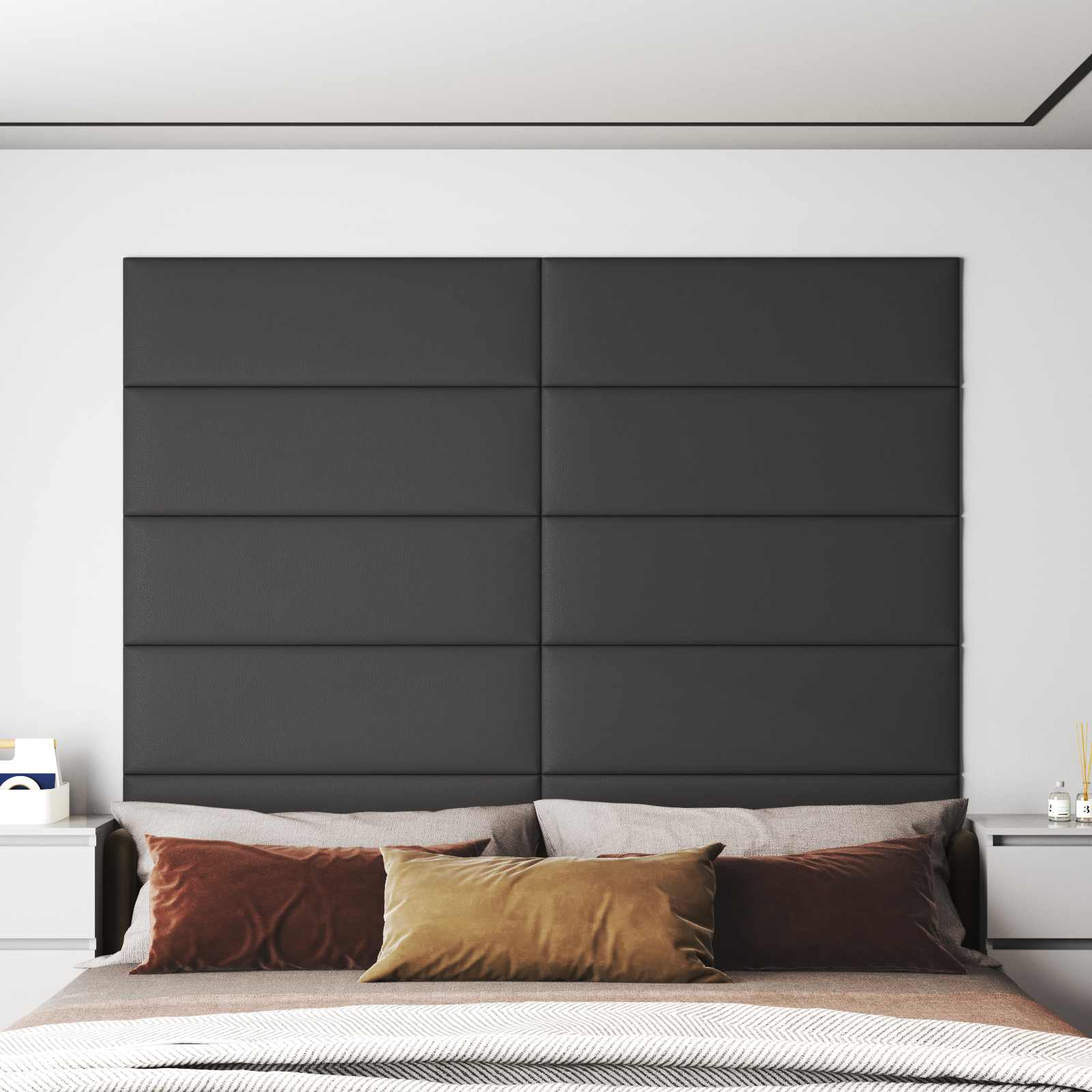 Testiera da Parete 12 pcs Grigio 90 x 30 cm Tessuto | homemem39