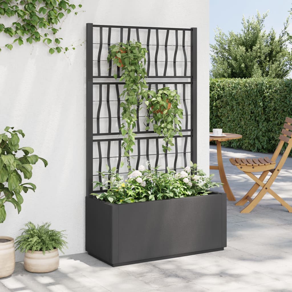 Fioriera da Giardino con Traliccio Grigio Scuro 80x36x140 cm PP - homemem39