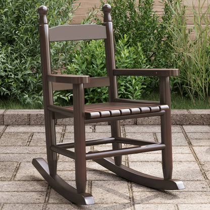 Sedia a Dondolo per Bambini Marrone in Legno Massello di Pioppo