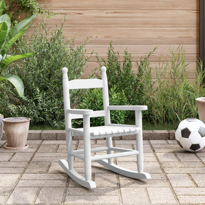 Sedia a Dondolo per Bambini Bianca in Legno Massello di Pioppo