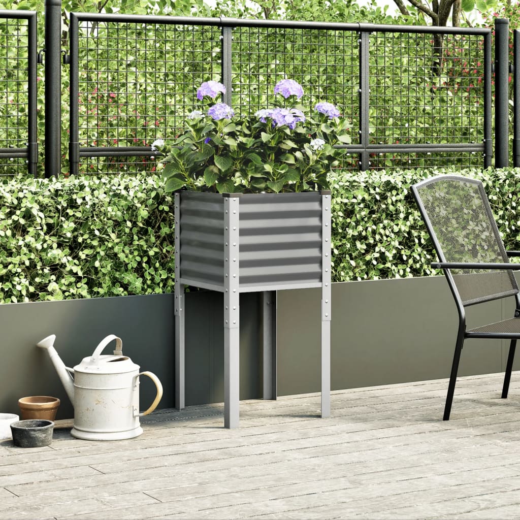 Fioriera da Giardino Grigia 45x45x88 cm in Acciaio | homemem39