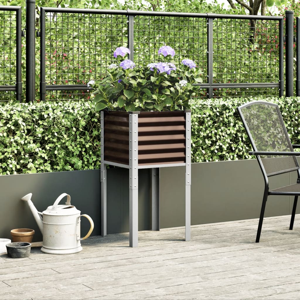 Fioriera da giardino marrone 45x45x88 cm in acciaio | homemem39