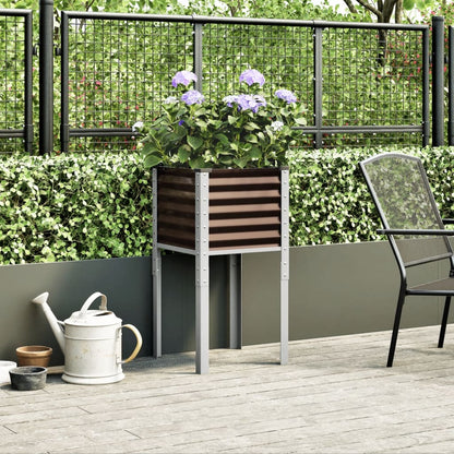 Fioriera da giardino marrone 45x45x88 cm in acciaio | homemem39