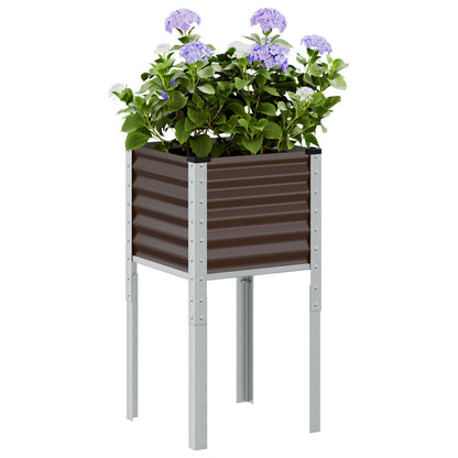 Fioriera da giardino marrone 45x45x88 cm in acciaio | homemem39
