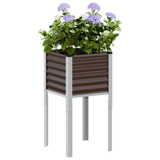 Fioriera da giardino marrone 45x45x88 cm in acciaio | homemem39