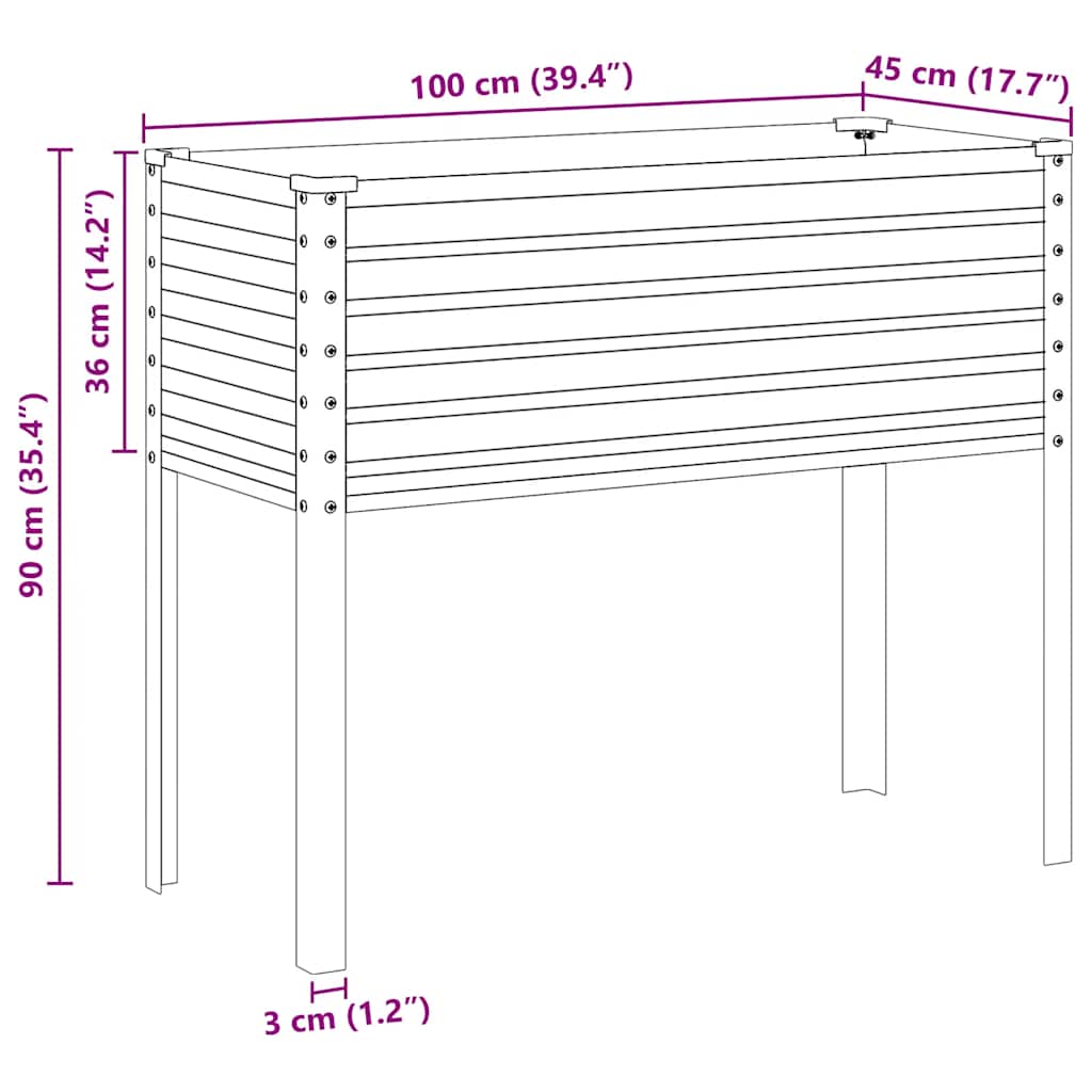 Fioriera da giardino antracite 100x45x90 cm in acciaio - homemem39