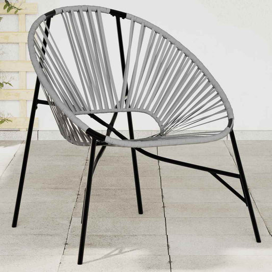 Sedia da Uovo da Giardino in Polyrattan Nero e Grigio Chiaro