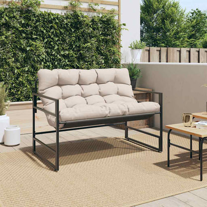 Panchina da Giardino con Cuscino Tortora 113 cm in Acciaio