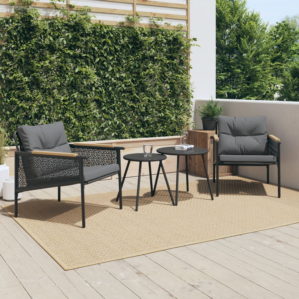 Set Mobili da Balcone 4 pz con Cuscini Nero in Acciaio - homemem39