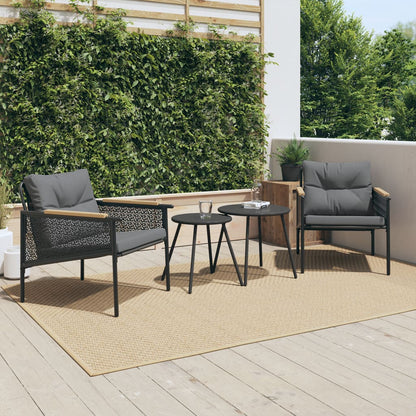 Set Mobili da Balcone 4 pz con Cuscini Nero in Acciaio - homemem39