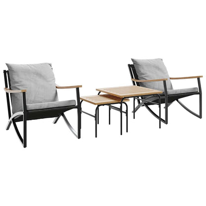 Set Mobili da Balcone 4 pz con Cuscini Nero in Acciaio