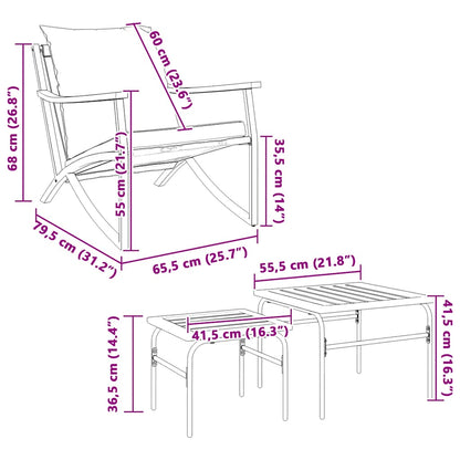 Set Mobili da Balcone 4 pz con Cuscini Nero in Acciaio
