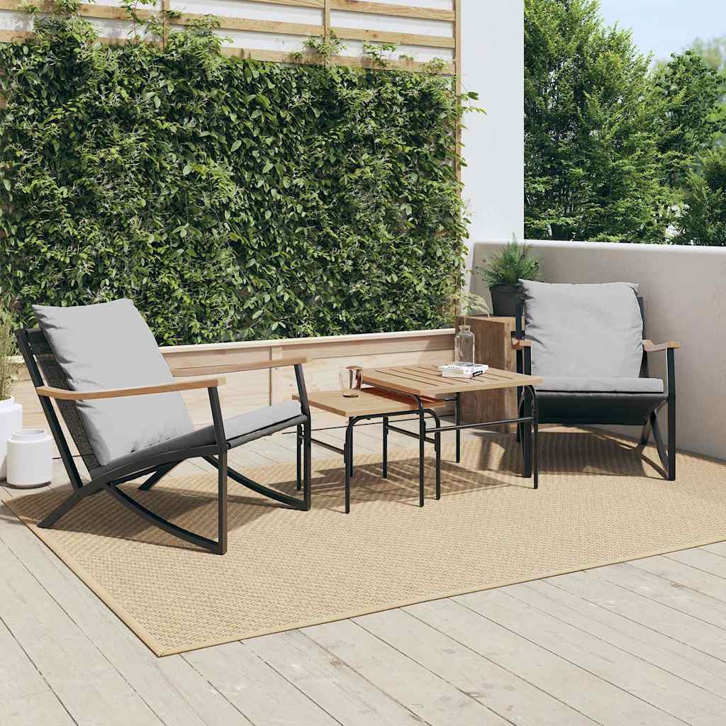 Set Mobili da Balcone 4 pz con Cuscini Nero in Acciaio - homemem39