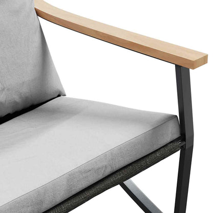 Panchina da Giardino con Cuscini 120 cm Nera in Acciaio