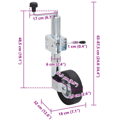 Ruota Martinetto 60 mm con 2 Tubi Supporto e 3 Morsetti Divisi | homemem39