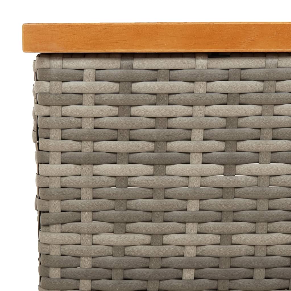Tavolo da Giardino Grigio 70x70x25cm Rattan e Legno di Acacia