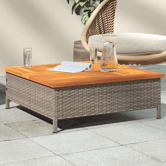 Tavolo da Giardino Grigio 70x70x25cm Rattan e Legno di Acacia - homemem39