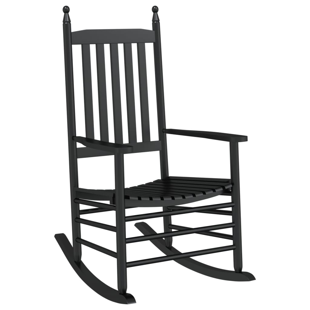 Sedie a Dondolo Sedute Curve 2 pz Nere Legno Massello Pioppo | homemem39
