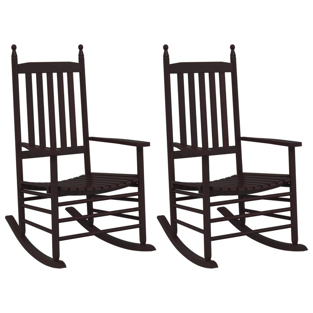Sedie a Dondolo Sedute Curve 2 pz Marroni Legno Massello Pioppo | homemem39