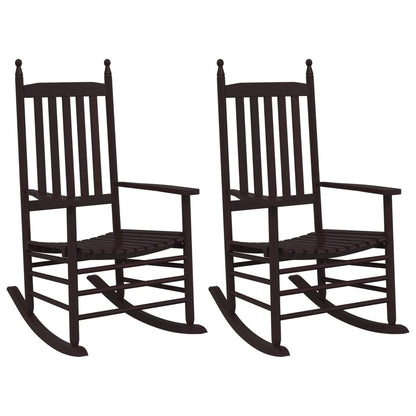 Sedie a Dondolo Sedute Curve 2 pz Marroni Legno Massello Pioppo | homemem39