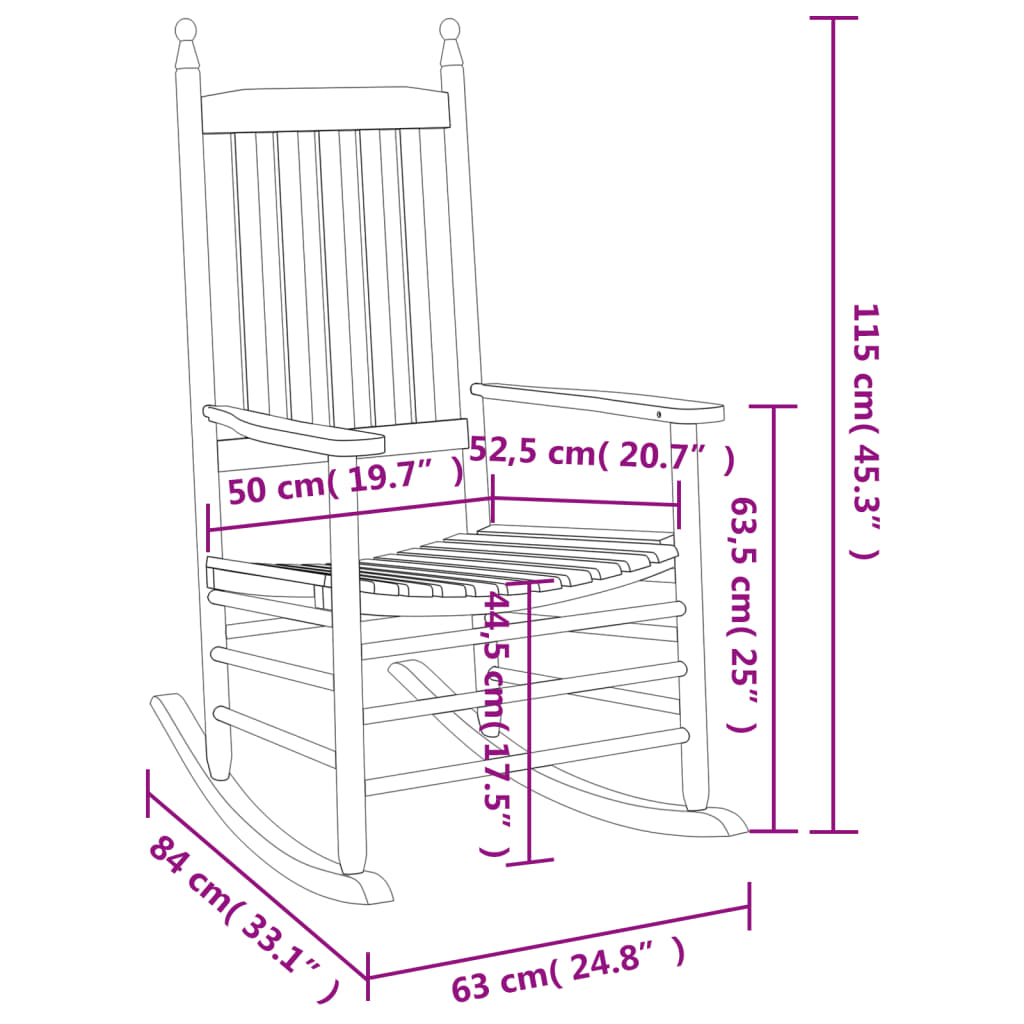 Sedie a Dondolo Sedute Curve 2 pz Marroni Legno Massello Pioppo | homemem39
