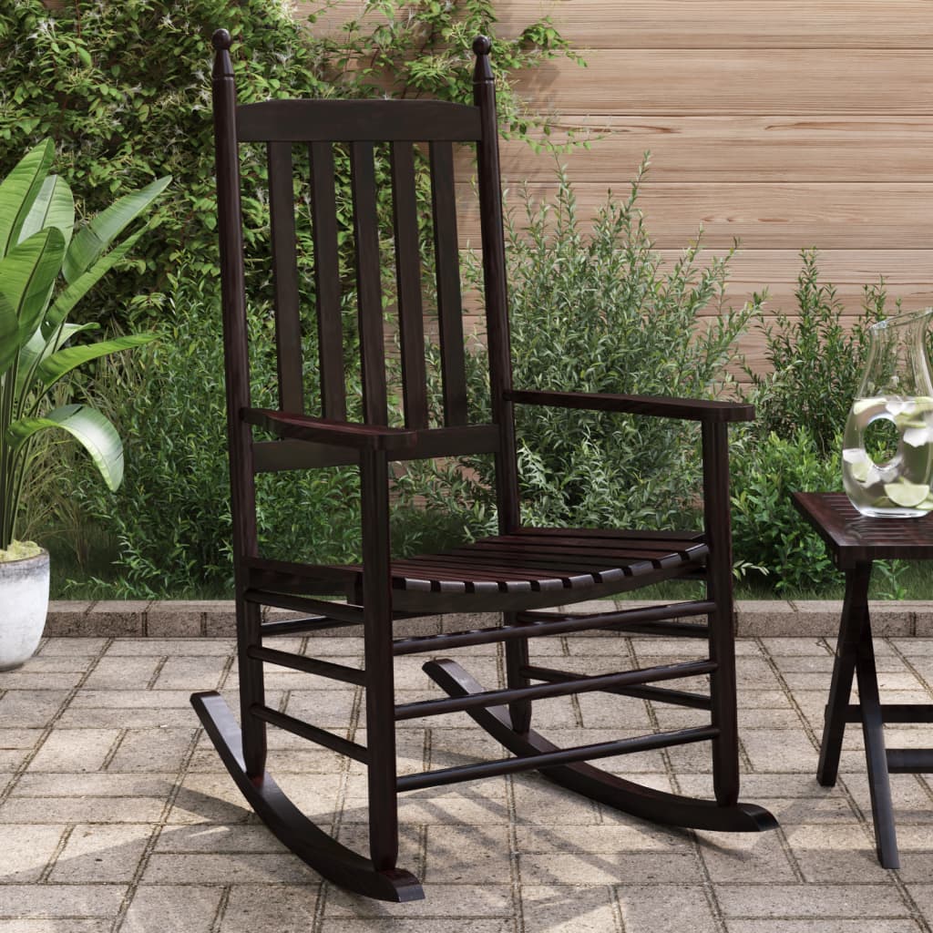 Sedie a Dondolo Sedute Curve 2 pz Marroni Legno Massello Pioppo | homemem39