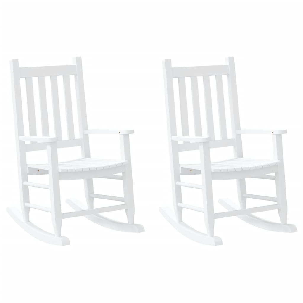 Sedie a Dondolo per Bambini 2 pz Bianche Legno Massello Pioppo | homemem39