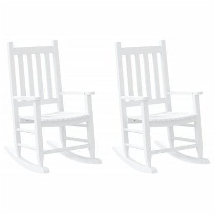 Sedie a Dondolo per Bambini 2 pz Bianche Legno Massello Pioppo | homemem39