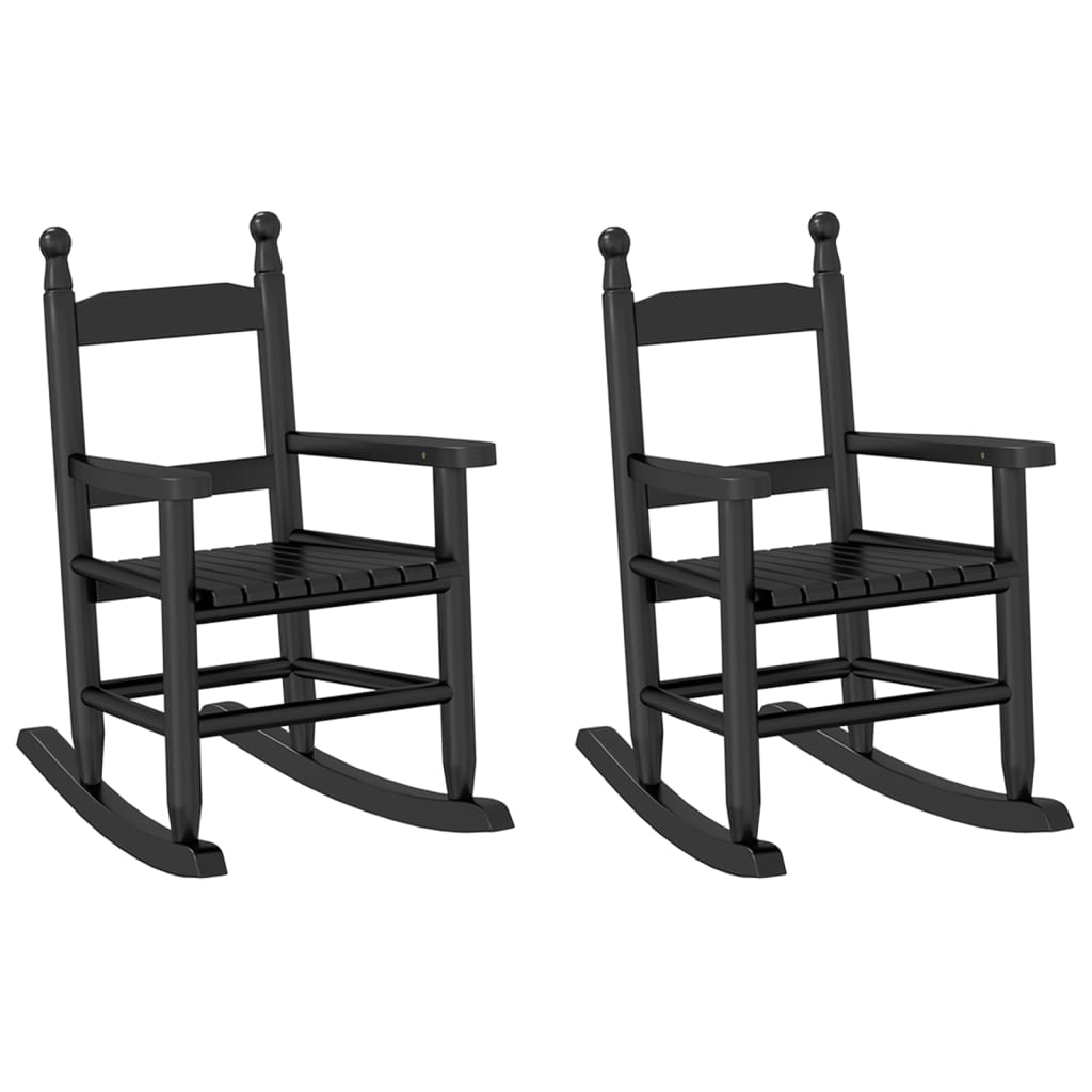 Sedie a Dondolo per Bambini 2 pz Nere Legno Massello di Pioppo | homemem39