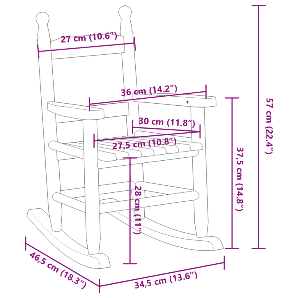 Sedie a Dondolo per Bambini 2 pz Nere Legno Massello di Pioppo | homemem39
