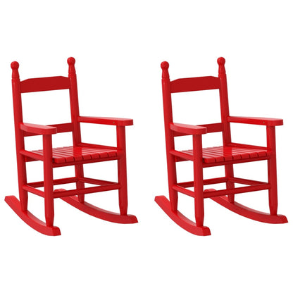 Sedie a Dondolo per Bambini 2 pz Rosse Legno Massello di Pioppo | homemem39