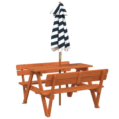 Tavolo da Picnic per 4 Bambini con Ombrellone Legno di Abete | homemem39