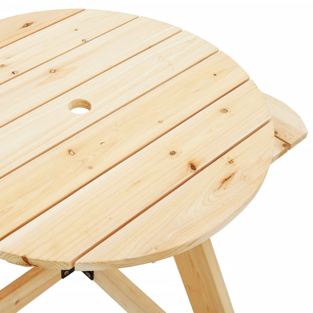 Tavolo Picnic per 4 Bambini con Ombrellone Rotondo Legno Abete