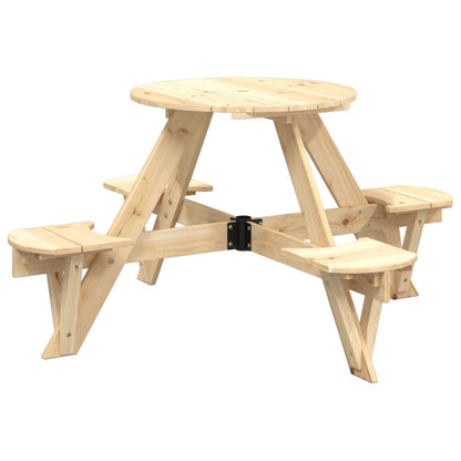 Tavolo Picnic per 4 Bambini con Ombrellone Rotondo Legno Abete | homemem39