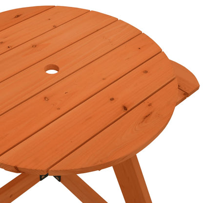 Tavolo Picnic per 4 Bambini con Ombrellone Rotondo Legno Abete | homemem39
