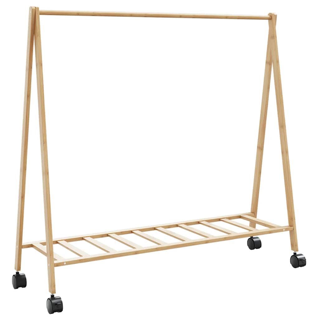 Appendiabiti con Ripiani e Ruote 106x34x106,5 cm in Bambù | homemem39