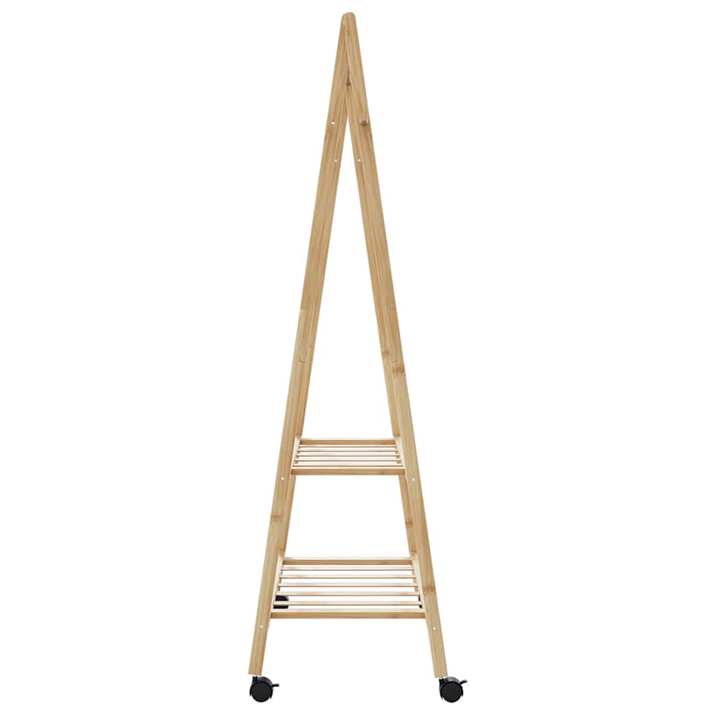 Appendiabiti con Ripiani e Ruote 96x45,5x155,5 cm in Bambù | homemem39