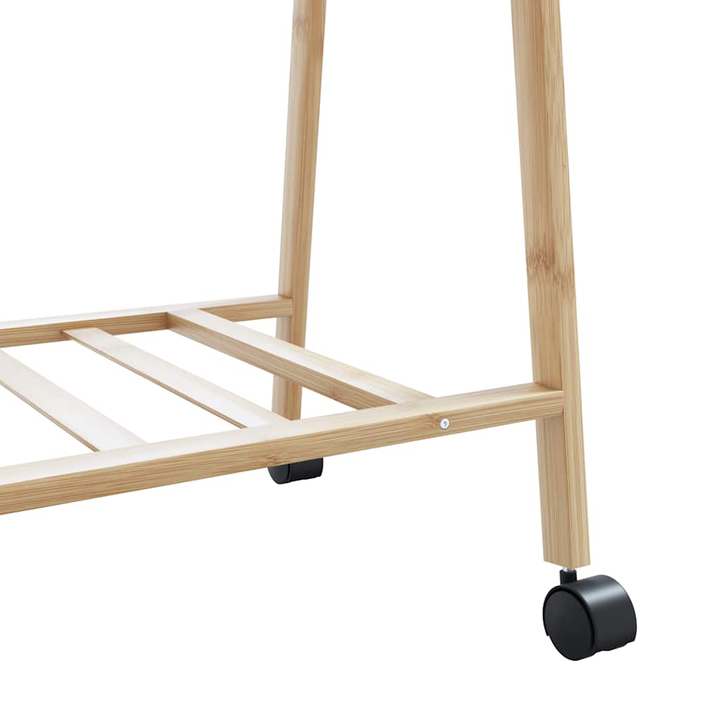 Appendiabiti con Ripiani e Ruote 96x45,5x155,5 cm in Bambù | homemem39